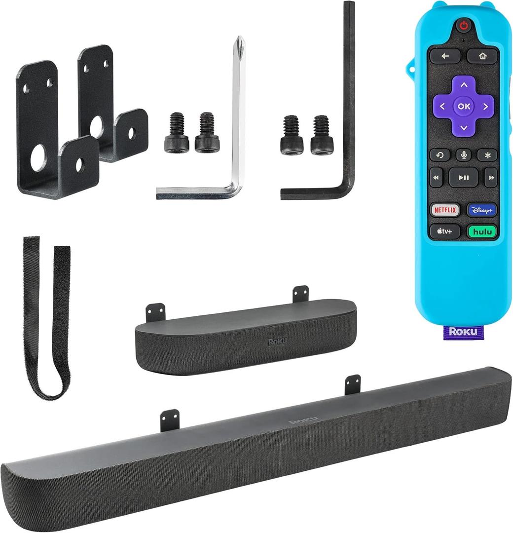 Wall Mount Bracket for Roku Streambar,Roku Smart Soundbar, Sturdy Soundbar Holder for Roku, with Silicone Remote CoverNot for Streambar SE