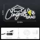 Congrats Grad Neon Sign Congrats Neon Lights Signs for Wall Decor with Dimmable Backdrop LED Light Up Signs for Party, Photos, Class of 2025 Celebrations, Graduation Gift