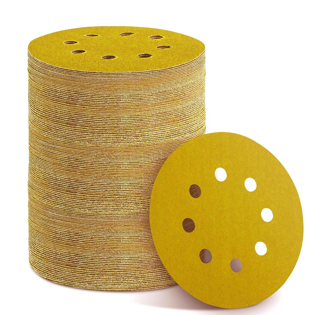 Gold Sanding Discs Set, 5-Inch 8-Hole Sandpaper (600 Grit 150pcs)