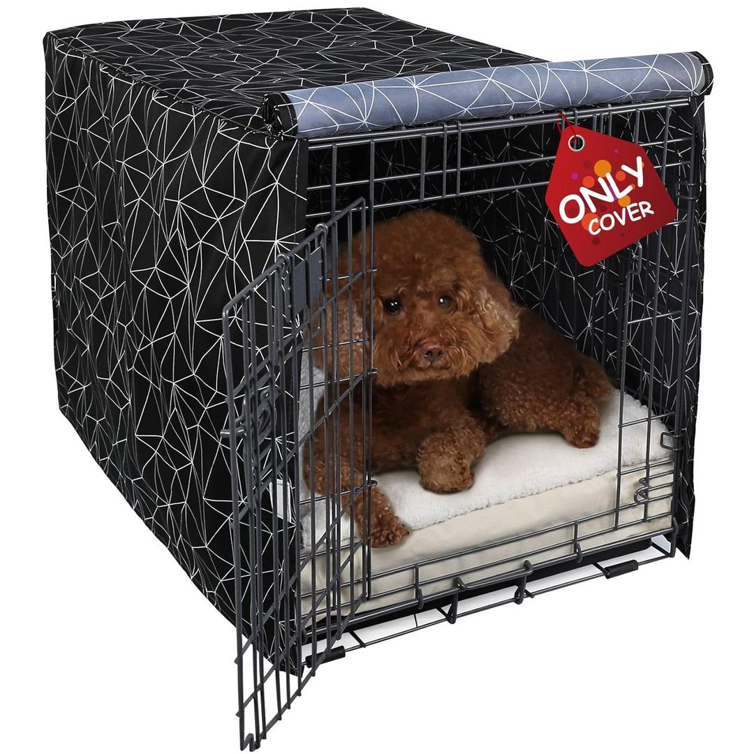 Explore Land Pattern Dog Crate Cover for 42 Inches Wire Cage, Heavy-Duty Polyester Indoor Pet Kennel Covers Universal Fit for 1 2 3 Doors Standard Metal Crate (Brief Polygonal)