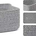MiniArk Small Storage Baskets for Organizing | Closet Organizer Bins | Shelf Toy Basket | Woven Rope Baskets | Cube Decorative Box | Shallow Basket | 11.5x7.5x4.7 | 4 Packs Mixed Grey