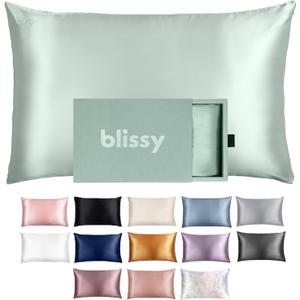 Blissy Silk Pillowcase - 100% Pure Mulberry Silk - 22 Momme 6A High-Grade Fibers - Silk Pillow Cover for Hair & Skin - Regular, Queen & King (Matcha, King)