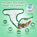 Pet Soft Female Dog Diapers - 3Pack Washable Dress-Style Dog Diapers Female for Girl Dogs in Heat - Reusable Doggy Period Panties Puppy Diaper (Floral, M) (Medium:14''-19'')