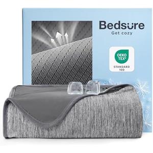 Bedsure Summer Cooling Blanket for Hot Sleepers with Sports Mesh Design, Arc-Chill Q-Max 0.4 Lightweight Breathable Ice Cold Blanket Throws for Night Sweats, 50 x 70 Inches, Mesh Grey