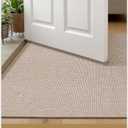Color&Geometry Ultra-Thin Indoor Door Mat, 36"x56" Low-Profile Non-Slip Entryway Rug with Modern Geometric Texture, Washable Doormat for Indoor Entrance, Front Door, Khaki (Rolled-up NO Creases)
