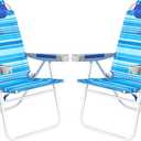 SUNNYFEEL 17" Tall Oversized Beach Chairs 2 Pack for Adults Heavy Duty 500 LBS, 5 Position, Portable High Folding Camping Chair with Cup Holder for Outdoor/Lawn/Trip, Foldable Sand Chairs for Adults