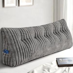 Headboard Pillow Queen, Triangular Wedge Pillow Headboard Queen, Cushion Headboards Reading Pillows, Backrest Pillows for Sitting in Bed or Working with Removable Cover, Grey