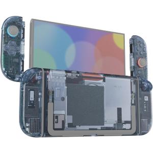 eXtremeRate DIY Replacement Shell Buttons for Nintendo Switch 2, Full Set Rear Back Plate Controller Housing with Buttons for Switch 2 Handheld Console & Joycon 2 - Deluxe Version - Clear Glacier Blue