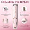 Bikini Trimmer for Women Electric Razor 2 Pack Dual Head Body & Facial Hair Remover -Waterproof USB Rechargeable with Replacement Ceramic Blades, Travel Pouch & Packaging Box(Pink)