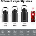 WATERSY 1 Gallon Water Bottle Insulated(Cold for 48 Hrs),BPA Free&Leak Proof,128oz Stainless Steel Water Jug with Handle for Gym,Hiking,Camping&Travel,Black Large Thermo