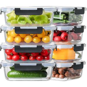 HOMBERKING Glass Storage Containers High Borosilicate Glass ,  8 Piece set
