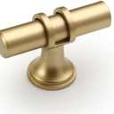 Amerdeco 9 Pack Brushed Gold Cabinet Knobs & Pulls - 2 Inch T Bar Kitchen Cabinet Hardware Drawer Pulls ZH0058