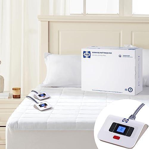 Sealy Electric Mattress Pad Queen Size, 10 Heating Settings Heated Mattress Pad, Bed Warmer with Dual Controller & Auto Off 1-12 Hours, Fit Up to 17", Machine Washable, 60"x80"