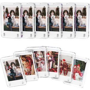 12-Pack Acrylic Fridge Magnetic Frame, 2.36'' x 3.54'' Clear Double-Sided Magnetic Picture Frames for Refrigerator, Mini Photo Frames for Polaroid, Fujifilm Instax Mini, and Instant Photos