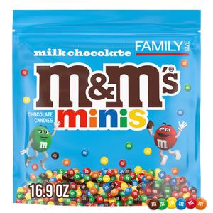M&M'S MINIS Milk Chocolate Candy Assortment, Family Size, 16.9 oz Resealable Bulk Chocolate Candy Bag (EXP 02/28/27)