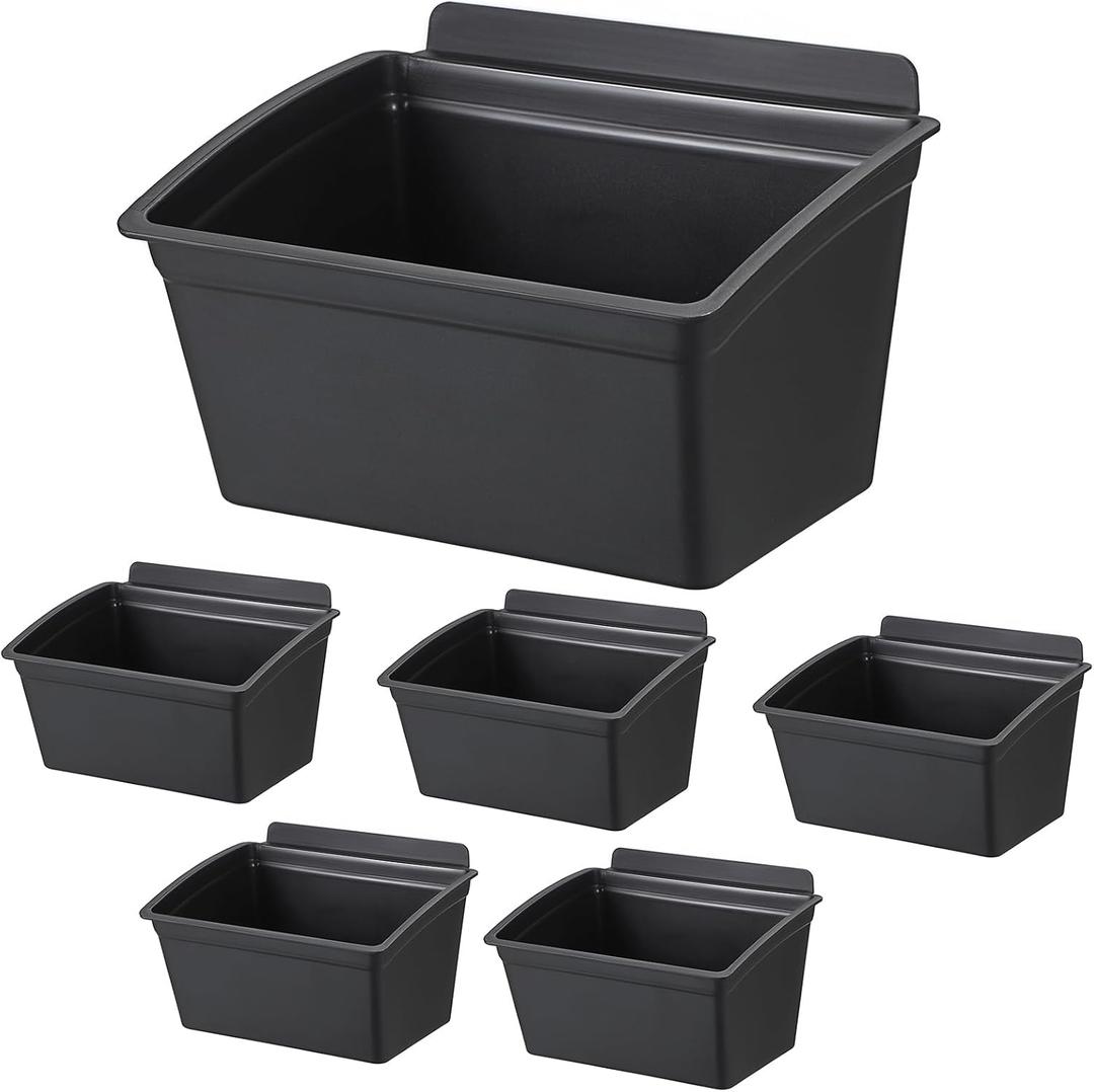 Sumnacon Slatwall Bins 6 Pcs Slatwall Organizer for Garage Plastic Slatwall Storage Bins for Storing Garage Accessories Multiple Stackable Slatwall Tool Organizer for Workshops,Retail Store,Black