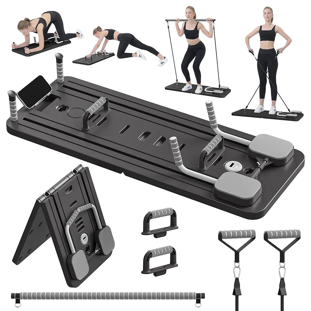 JANUA Pilates Board - Pilates Reformer Set, Multi-Purpose Foldable Pilates Reformer Board for Home, 5 in 1 Pilates Sliding Board