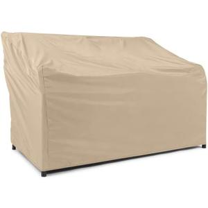 Covermates Classic Outdoor Patio Sofa Cover Heavy-Duty 12-Gauge Vinyl with Polyester Lining, Elastic Hem & Mesh Vent for Moderate Weather Protection, 52W x 32D x 34H, Classic Tan