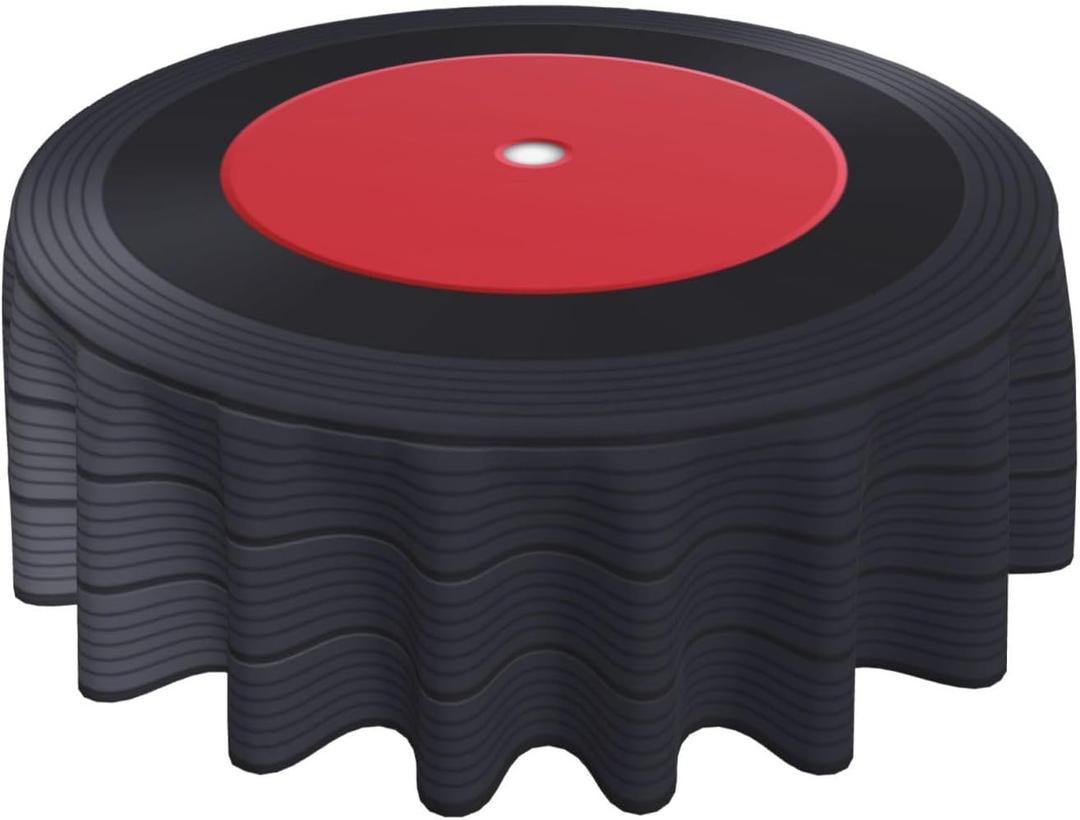 Record Round Tablecloth 60 Inch Washable Reusable Decoration Table Cover for Kitchen Party