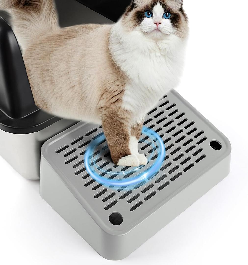 Cat Litter Box Ramp, Litter Box Step Mat with Filter Function, Cat Litter Catcher for Self-Cleaning Litter Boxes, Cats Pedal Stool Ideal for Kitten & Elderly Cats (Light Grey)