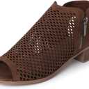 J. Adams Tracy Booties for Women - Peep Toe Low Block Heel Bootie, Size 6
