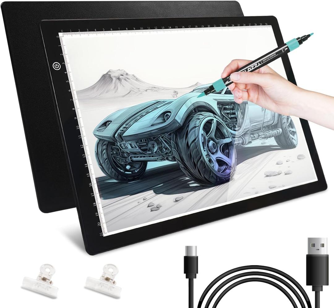 A4 LED Light Pad Tracing, Light Board for Diamond Painting, Ultra-Thin Copy Light Box, USB Powered with Adjustable Brightness Art Tracing Box for Drawing, Sketching