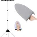 Clothes Steamer Stand Hanger with Steamer Ironing Glove for Steaming Clothes, Handheld Garment Steamer Rack with Grey Mini Handheld Ironing Pad Board