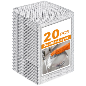 VMKBL 20 Pcs New Upgraded 3 Layers Non Scratch Wire Dishcloth, Multipurpose Wire Dishwashing Rags, Wet & Dry for Cookware, Sinks, Dishes, Stoves & Fireplaces (7.87 x 7.87-20pcs)