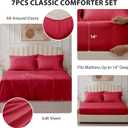 Queen Comforter Set Red - Bed in a Bag Queen Size 7 Pieces, Soft Bedding Set for All Seasons, Christmas Premium Queen Comforter Set with Comforter, Sheets, Pillowcases & Shams