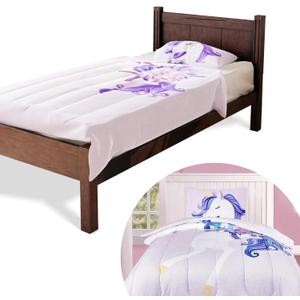 Tadpoles 2-Piece Unicorn Bedding Set | 1 Twin Reversible Comforter & 1 Standard Pillowcase | Made of 100% Gently Brushed Microfiber Polyester | Soft, Smooth & Durable | Ideal for Teens | Light Purple