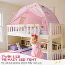 Sumbababy Twin Bed Tent for Kids Indoor, Toddler Bed Canopy with Star Lights & Flags, Twin Size Teepee Tents for Boys Girls Inside Bedroom (Pink)