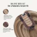MY-LADY Human Hair Toppers for Women Real Human Hair Thin 7 * 13CM Silk Base with Lace Clip in Remy Hairpieces 150% Density 14 Inch Medium Brown & Dark Blonde
