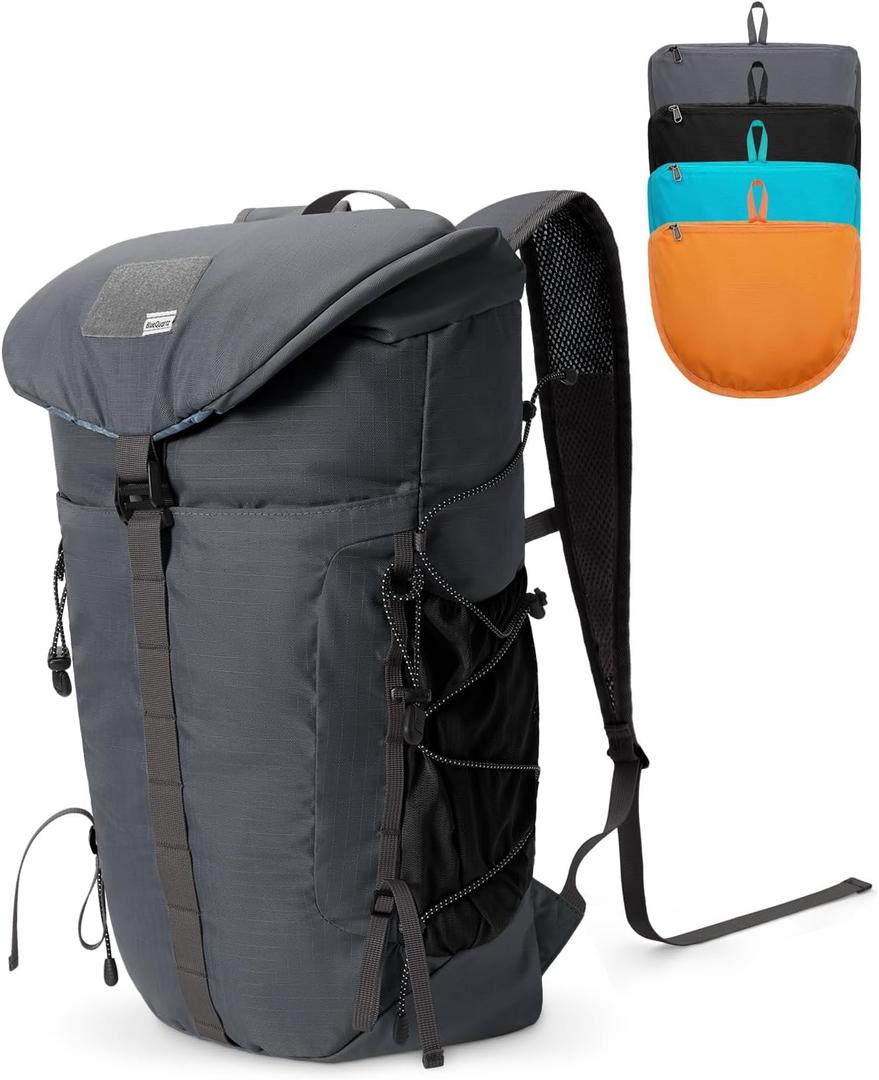 Blue Quartz Hiking Backpack 30L Lightweight Packable Backpack for Travel, Water Resistant Foldable Daypack for Women Men, Gray 