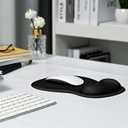 EooCoo Ergonomic Mouse Pad with Gel Wrist Rest Support Middle Concave Design, Relieve Wrist Pain Mousepad, Non-Slip Base for Laptop, Computer, Office Desk Accessories, Carpal Tunnel Syndrome (Black)