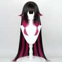 Anime Black Pink Purple Wigs 110cm/43.3in Women's Long Straight Hair In Colombina Game Cosplay Wig Halloween,Christmas,Comic con,Daily Wig,Party