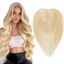 Blonde Hair Toppers for Women Real Human Hair 3603D No Bangs Pieces Upgrade Lace Base Premium Remy Hair Toppers for Women(Blonde, 10Inch)