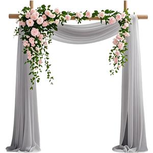 Gray Chiffon Fabric 6.7 Yards - Wedding Arch Draping Fabric 29" x 20ft Gray Sheer Curtains Wedding Decorations for Ceremony Backdrop