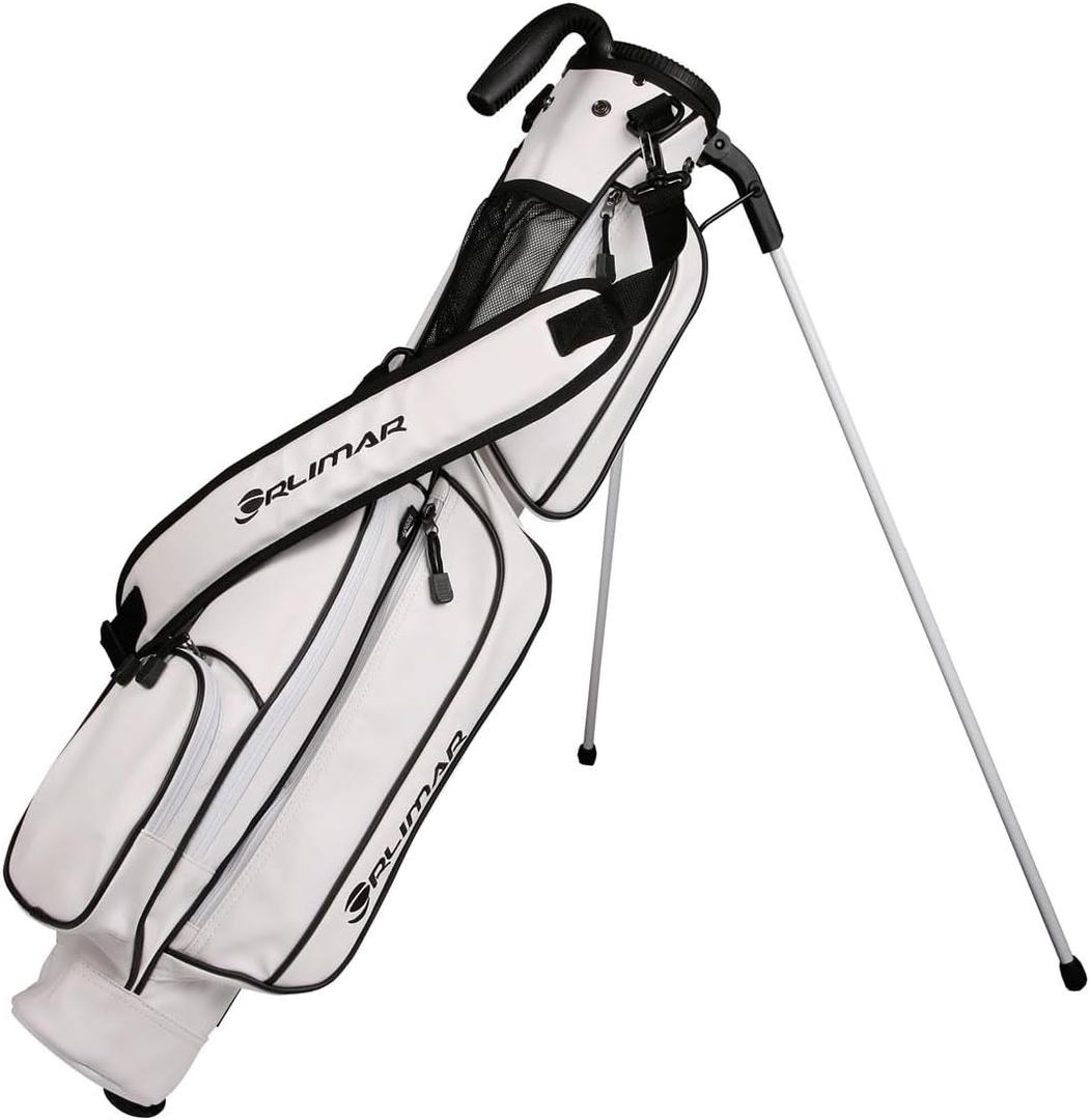 Orlimar Pitch 'N Putt Elite Synthetic Leather Sunday Golf Bag with Stand (White/Black)