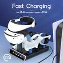 3-in-1 Controller Charging Dock for PSVR2 and PS5, VR Stand Display with LED Light, PS5 VR2 Storage Base Gaming Accessories, 4 Magnetic Clasp & Type-C Cable