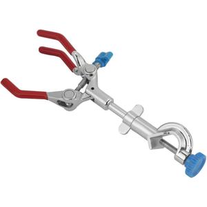 Clamp, 3 Prong Swivel Flask Clamp, Test Tube Condenser Holder with Flexible Jaws