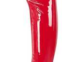 girgod Thigh High Boots for Women Sexy Pointed Toe Over The Knee Boots Cosplay Dance Party Patent Leather Chunky Heels GOGO Knee High Boots (6.5, Red)