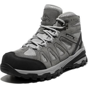 NORTIV 8 Women's Waterproof Hiking Boots Outdoor Trekking Camping Trail Hiking Boot (9.5, Light Grey)