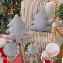 Lanpn Christmas Tree Pillows Set of 2, Christmas Decoration Narrow Stripes Winter Throw Pillow Soft Cute 3D Shaped Xmas Tree Throw Cushion for Sofa Bedroom Xmas Decor (18x16 inch, Grey)
