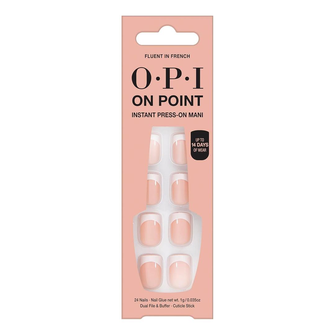 OPI On Point Press On Nails | Short Round Classic, Squoval & Accent Nail Art Press On Nails | 24 Count With Nail Glue | Instant Press-On Mani | Long Lasting, Reusable, Non-damaging