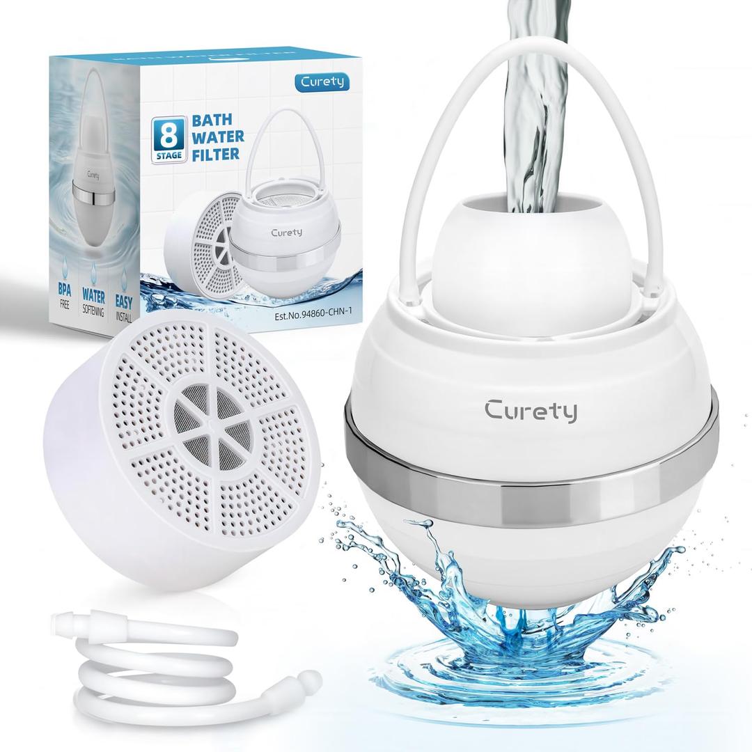 Bath Filter for Tub, Bath Water Filter for Eczema, Kinder Filter for Bathtub - Remove Contaminants,Chlorine and Fluoride, Hard Water Softener to Improves Skin and Hair