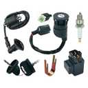 Ignition Key Switch for Polaris Sportsman 90, Fit for Polaris Outlaw Scrambler Predator 50 90 with Ignition Coil&Starter Relay Solenoid and Spark Plug