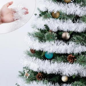 50 Ft White Tinsel Garlands Christmas Tree Decorations, Thick Thin Metallic Streamers Xmas Christmas Tinsel Garland Christmas Tree Garland,Garland for Indoor&Outdoor Decor (White)