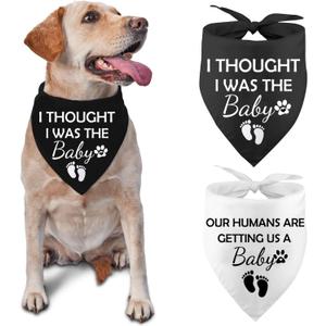 5 x Pregnancy Announcement Dog Bandanas Our Humans are Getting Us A Baby I Thought I was The Baby Dog Bandana Adjustable Triangle Double Layer Reversible Pet Scarves for Small Medium Large Dogs, 2 Pack