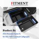 Center Console Organizer Tray Compatible with 2024 2025 2026 Hyundai Santa Fe Interior Storage Box Insert Secondary Accessories (Armrest Storage Tray)