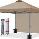 MASTERCANOPY Pop up Canopy Tent with 1 Sidewall (12x12 ft, Khaki)